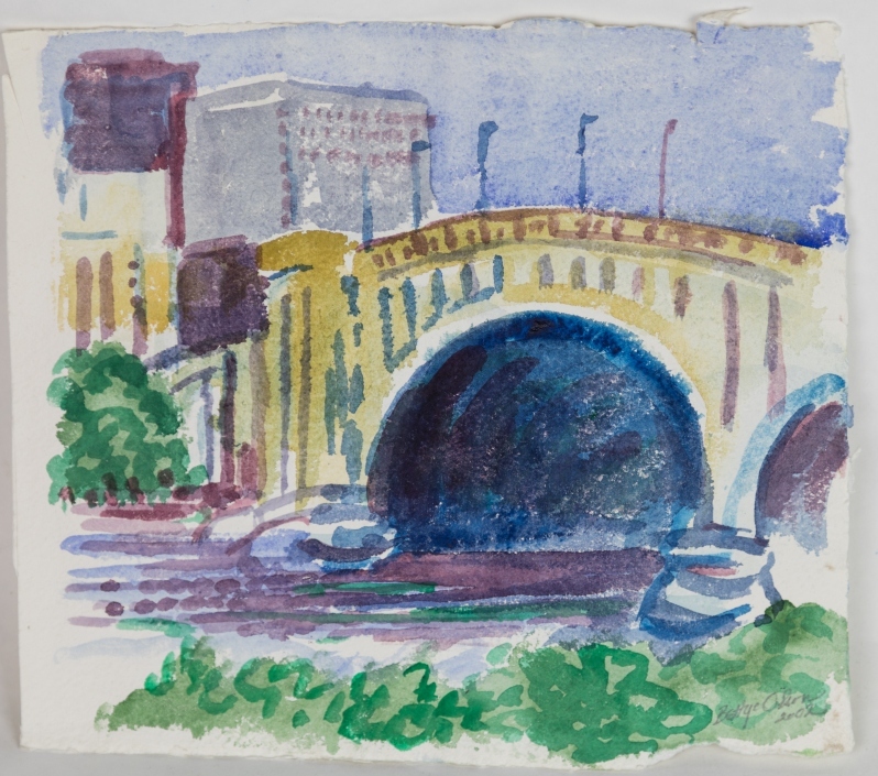 Product Description: Postcard with Bettye Olson'sThird Avenue Bridge, 2007, on the front. Artwork information on the back.</br></br>The original work is in Hennepin History Museum's art collection.</br></br>Dimensions: 6" x 4.5"</br> Postcard - Third Ave Bridge, 2007