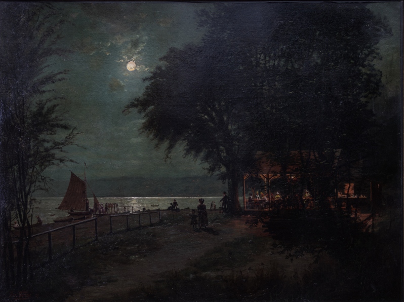 Product Description: Postcard with Alexis Jean Fournier's Lake Harriet by Moonlight on the front. Artwork information on the back.</br></br>The original work is in Hennepin History Museum's art collection.</br></br>Dimensions: 6" x 4"</br> Postcard - Lake Harriet by Moonlight, 1889